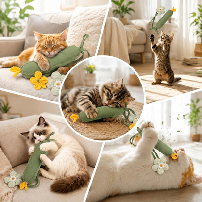 3PCS Cucumber Catnip Toy Cat Kicker Toys For Indoor Cats Kitten Cucumber Plush Toy With Catnip And Funny Sound, Designed For Kicking, Chewing And Interactive Play To Keep Indoor Cats Active