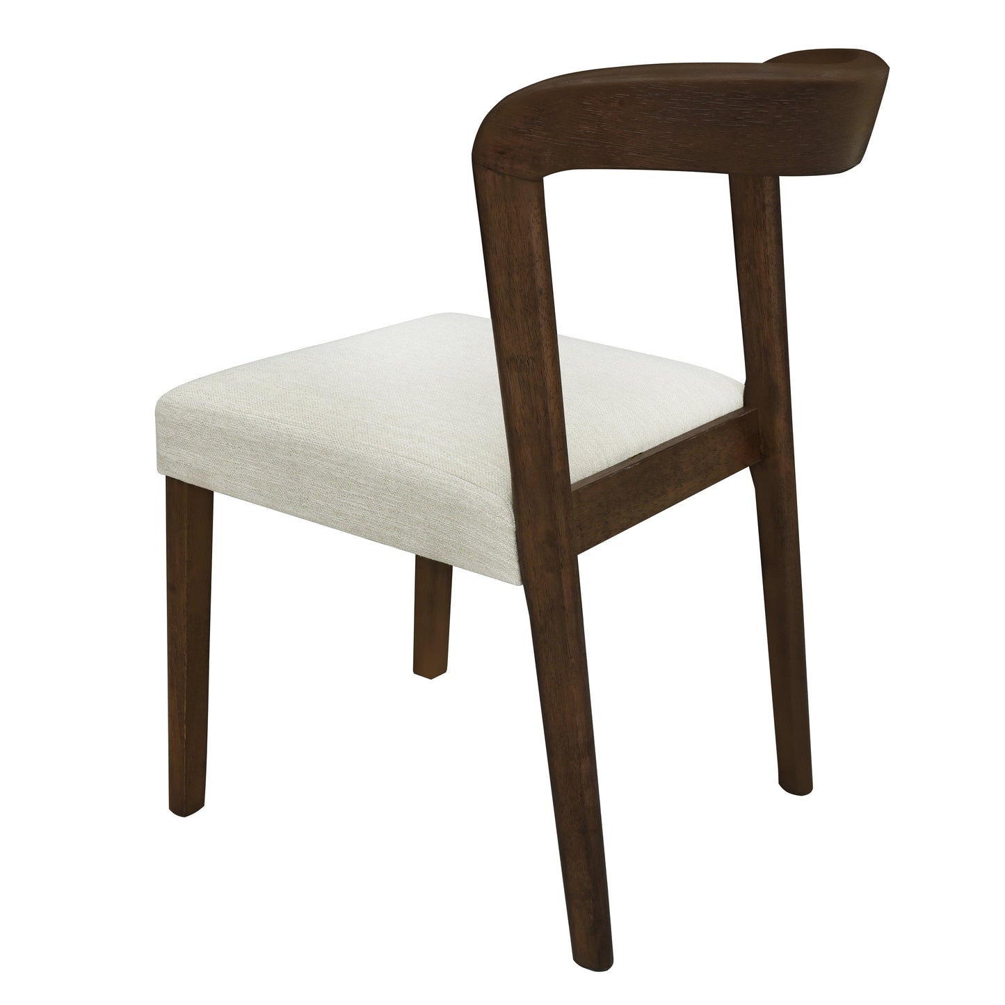 Solid Rubber Wood Dining Chairs (Walnut + Beige) Set of 2