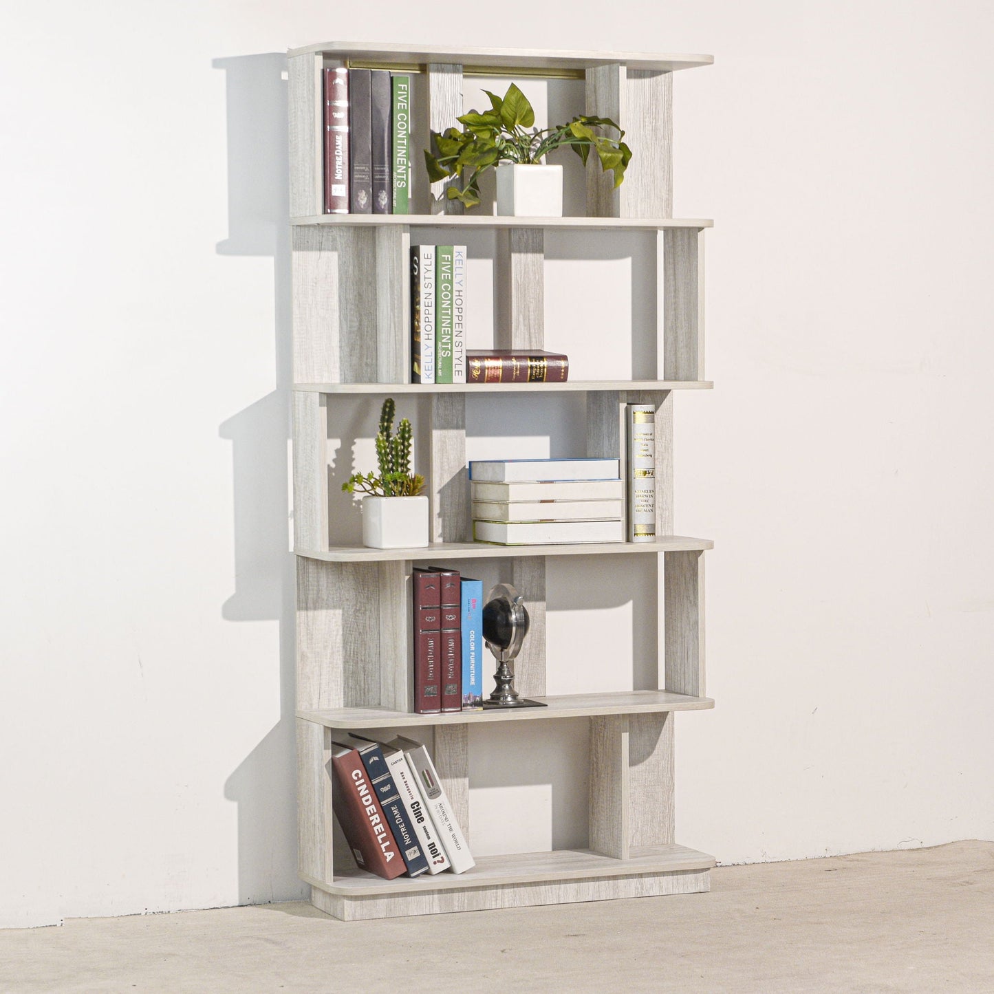 Modern 5 Tier Open Storage Bookcase