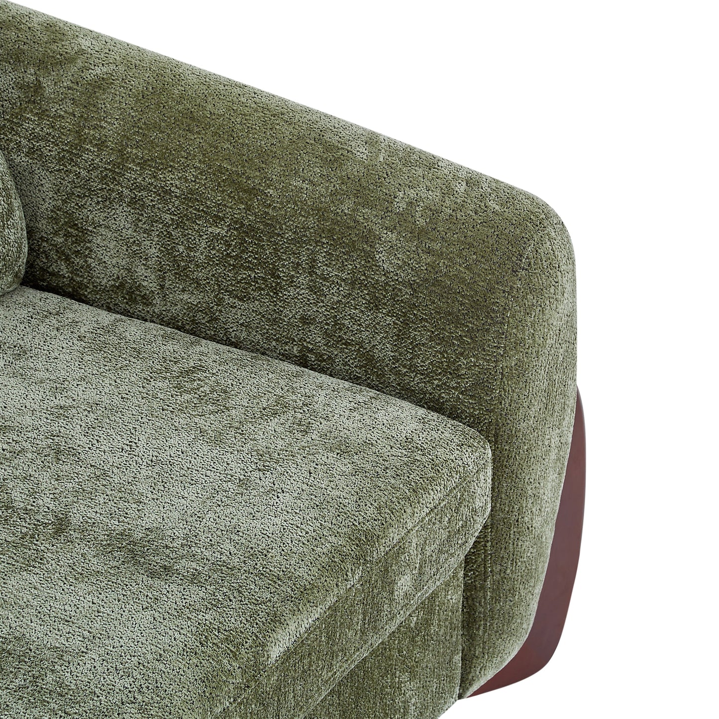 89"L Chenille Sofa with Wooden Legs – Olive