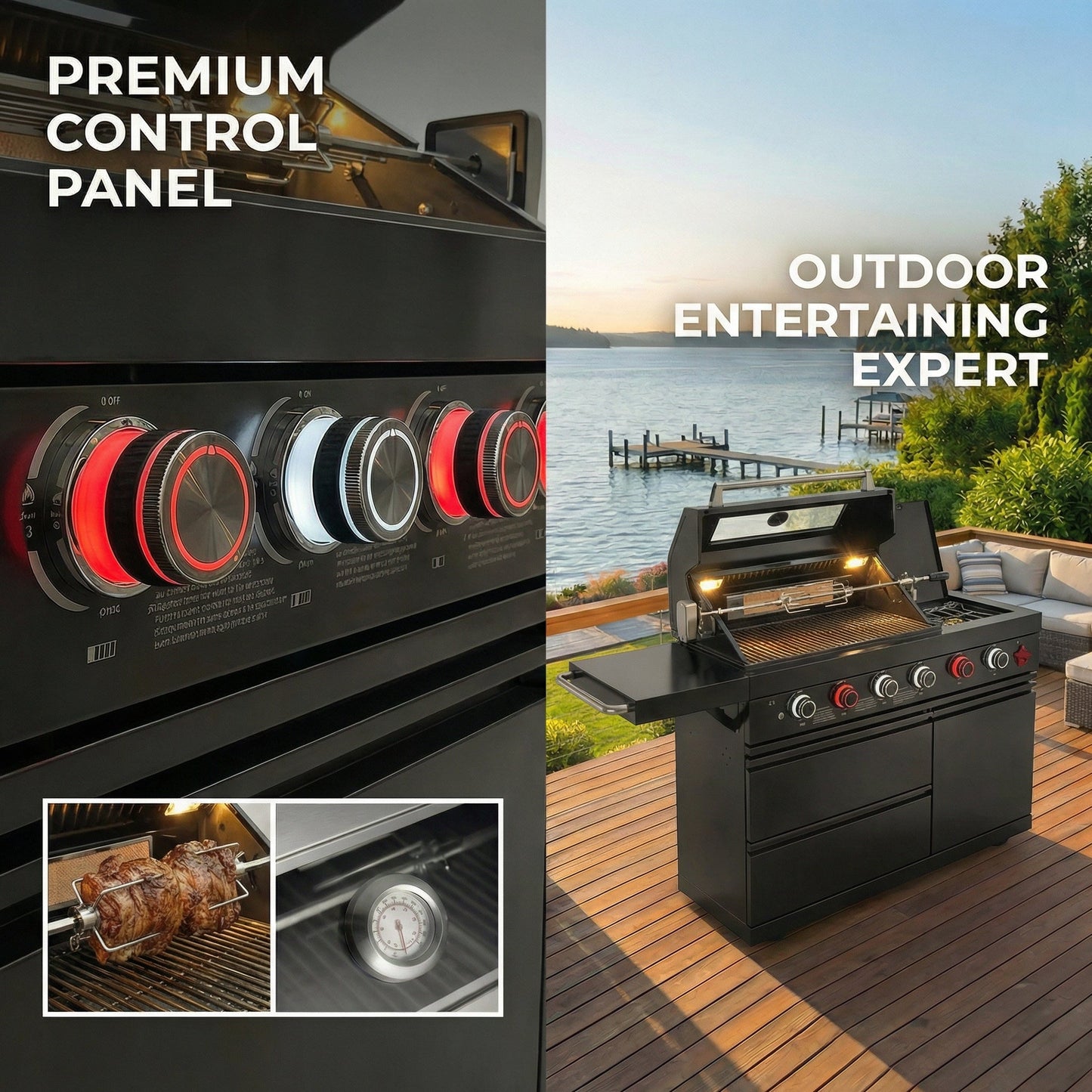46-Inch 75300 BTU 6-Burners Deluxe Stainless Steel Gas Outdoor Kitchen Barbecue Grill