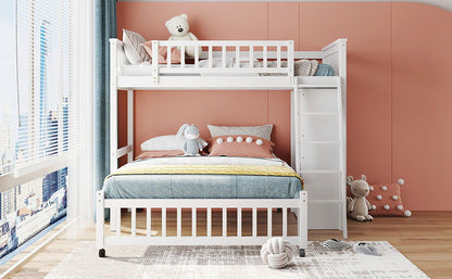 Bunk Bed With 6 Drawers And Flexible Shelves, Bottom Bed With Wheels
