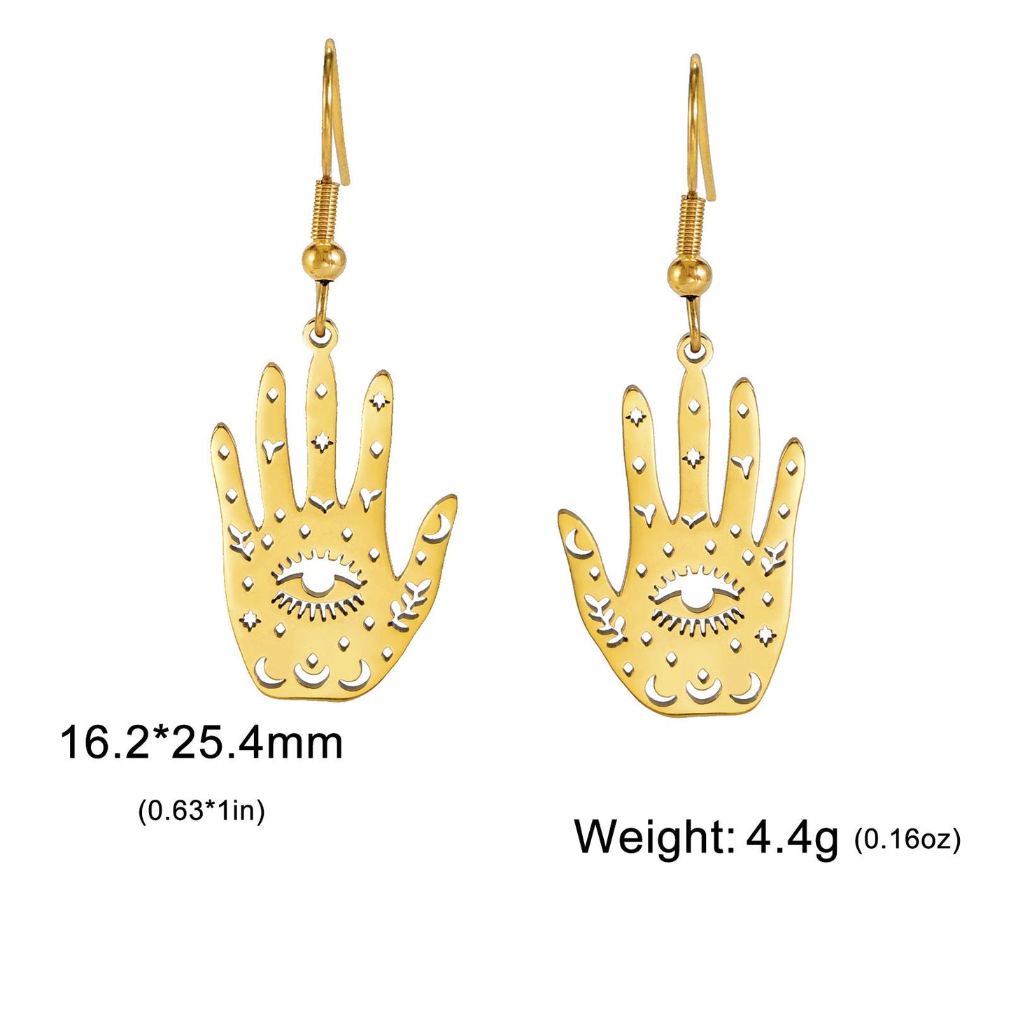 Retro Exaggerated Personalized Hip Hop Palm Hollow Eye Earrings