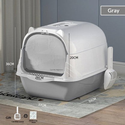 Extra-Large Enclosed Cat Litter Box, Splash-Proof With Detachable Lift-Top Lid