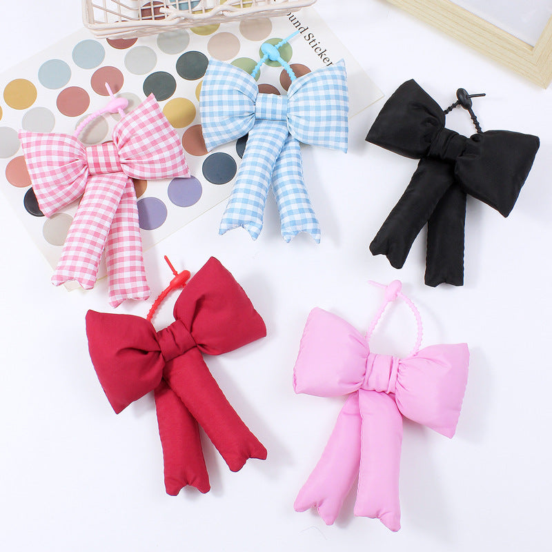 Fabric Plaid Bowknot Bag Pendant Accessory
