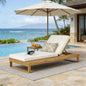 Teak Finish Acacia Wood Chaise Lounge with 4-Inch Cushion