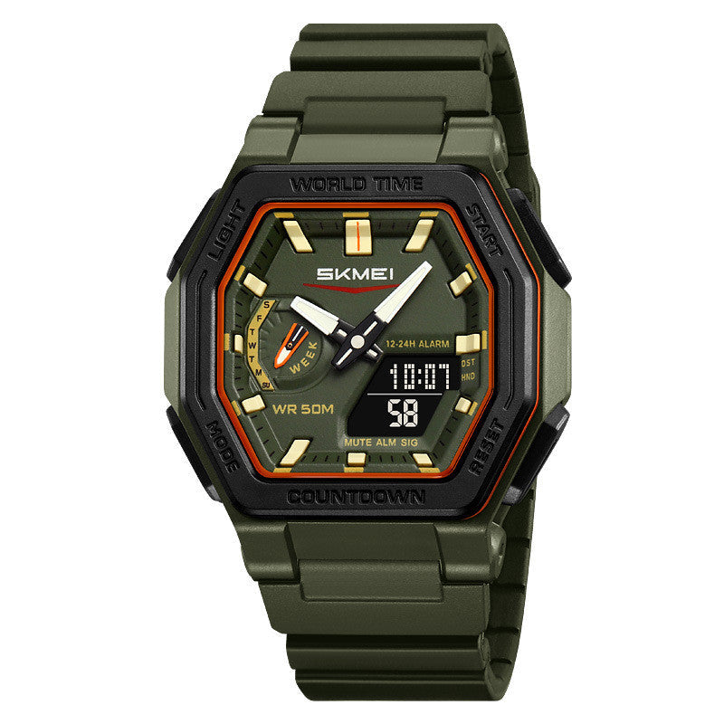 Waterproof Multi-function Digital Watch For Students A Versatile Sports-style Dual-display Wristwatch