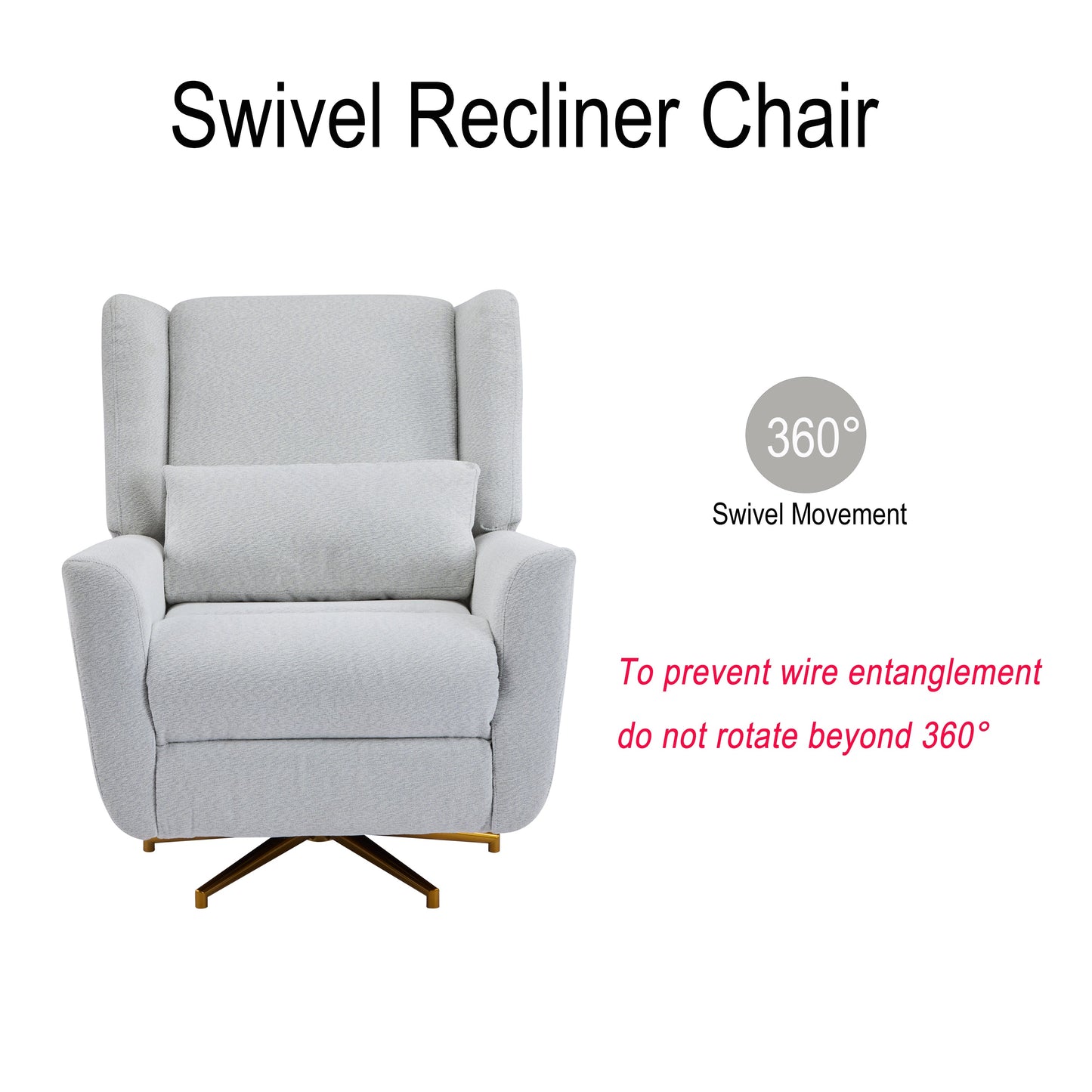 Power Recliner Chair Swivel Upholstered 360° Swivel Recliner
