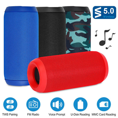 Wireless Speaker Portable TWS Music Speaker IPX5 Waterproof Outdoor Stereo Audio Speaker Support U Disk/MMC Reading FM