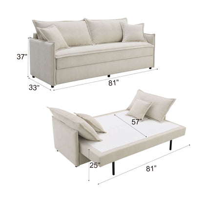 Elisea Sleeper Sectional Sofa With 2 Toss Pillows - Beige