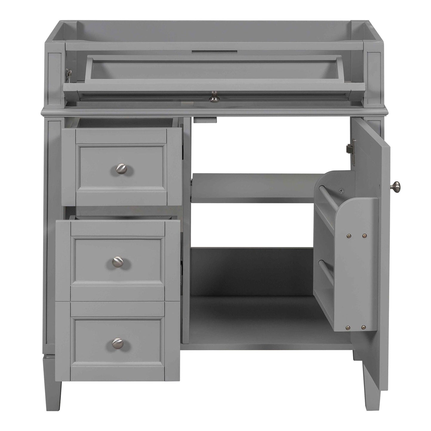 Bathroom Vanity With 2 Drawers And Tip-Out Drawer, Storage Cabinet