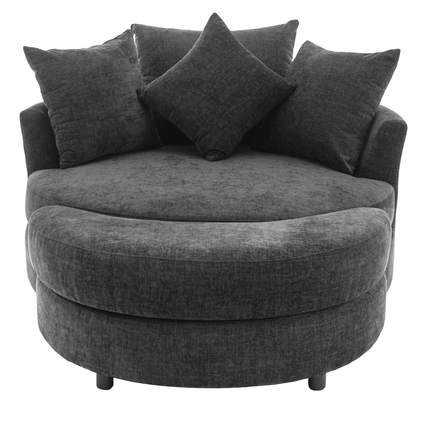 360° Swivel Accent Barrel Chair With Storage Ottoman & 4 Pillows, Modern Leisure Chair Round Accent For Living Room