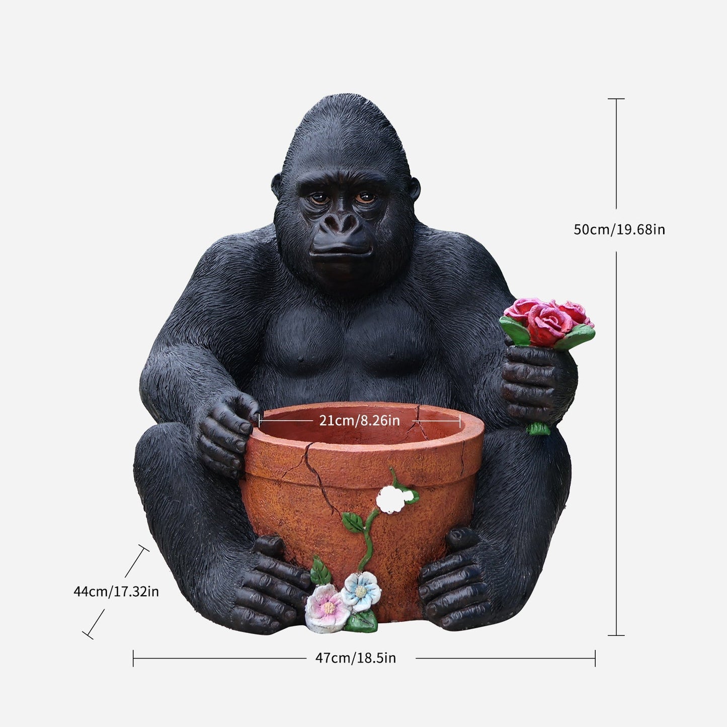 Outdoor Garden Sculpture Chimpanzees Flower Pot Planter