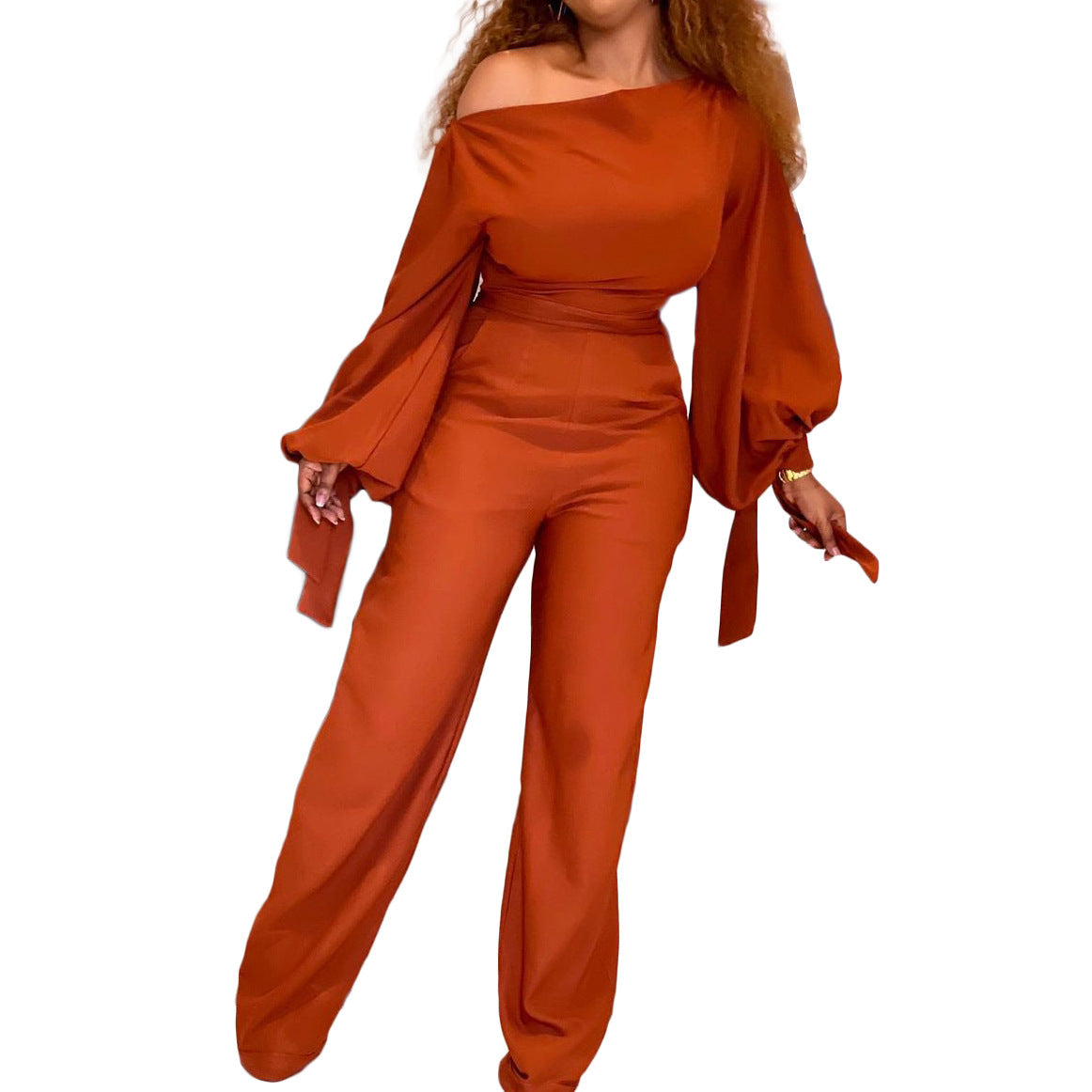 Green shawl wrap High Waist Plus Size Wide Leg Jumpsuit
