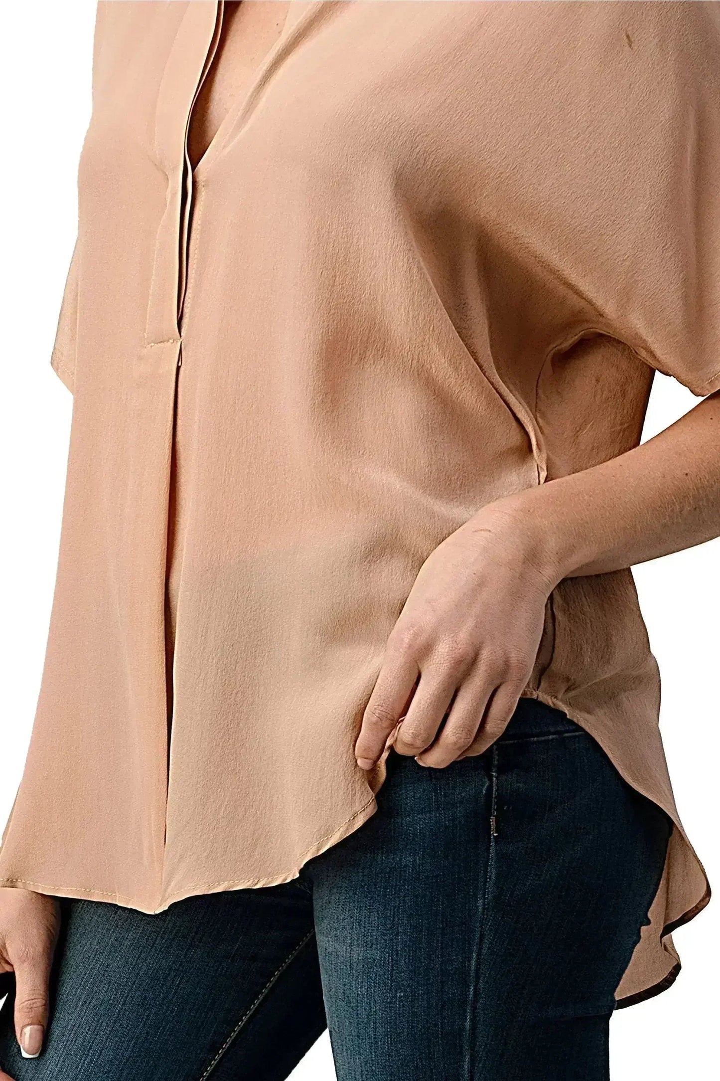 Dark Grey Silk Oversized Blouse – Effortless Dolman Sleeve Top | Femstylo