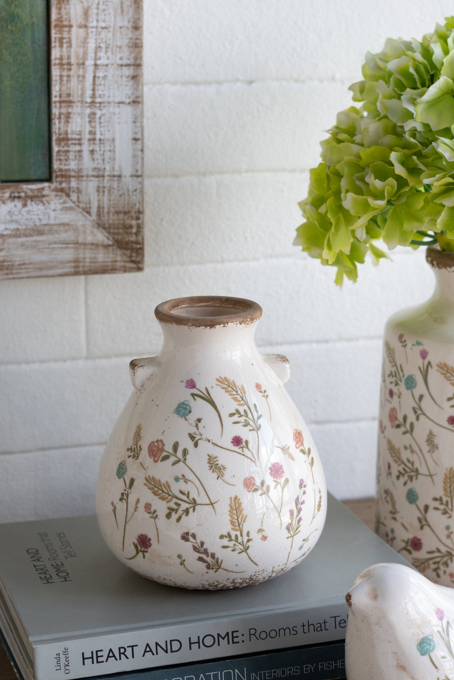 6.7x6.7x7.7' Round Ceramic Accent Vase with Multi-Colored Floral Motifs