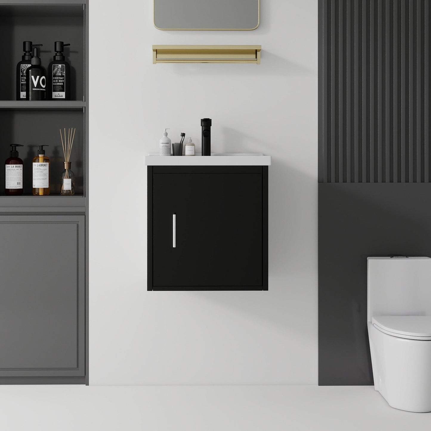 20 Inch Floating Bathroom Vanity with Sink, Soft-Close Door, Ceramic Sink, Plywood