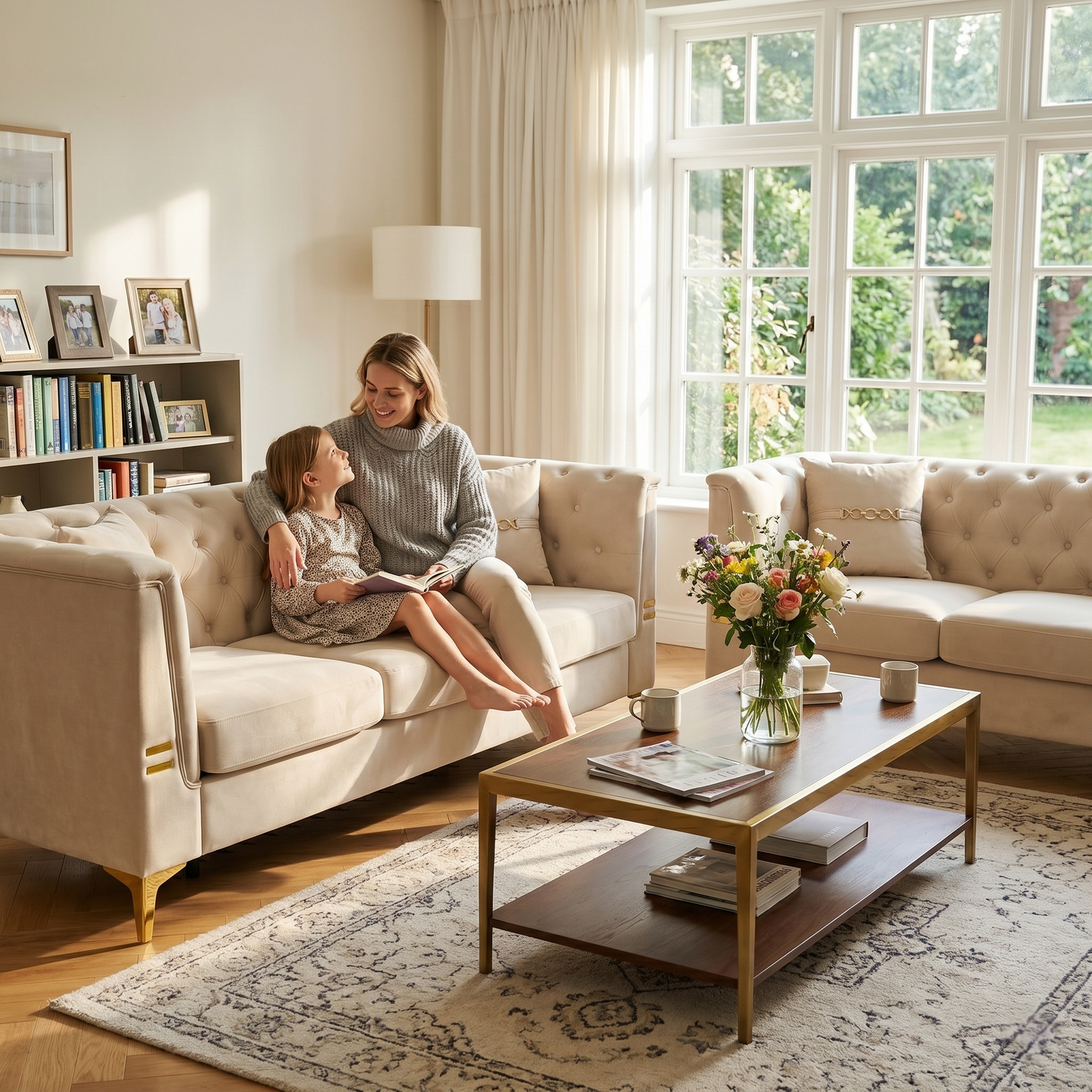 FX-P83-2PC Modern Velvet Upholstered Sofa Set of 2