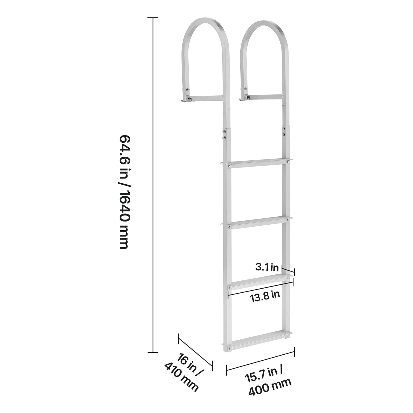 Removable Dock Ladder, 4 Steps, Aluminum Alloy Pontoon Boat Swim Ladder