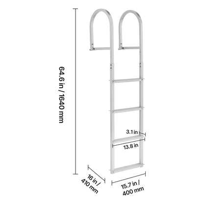 Removable Dock Ladder, 4 Steps, Aluminum Alloy Pontoon Boat Swim Ladder