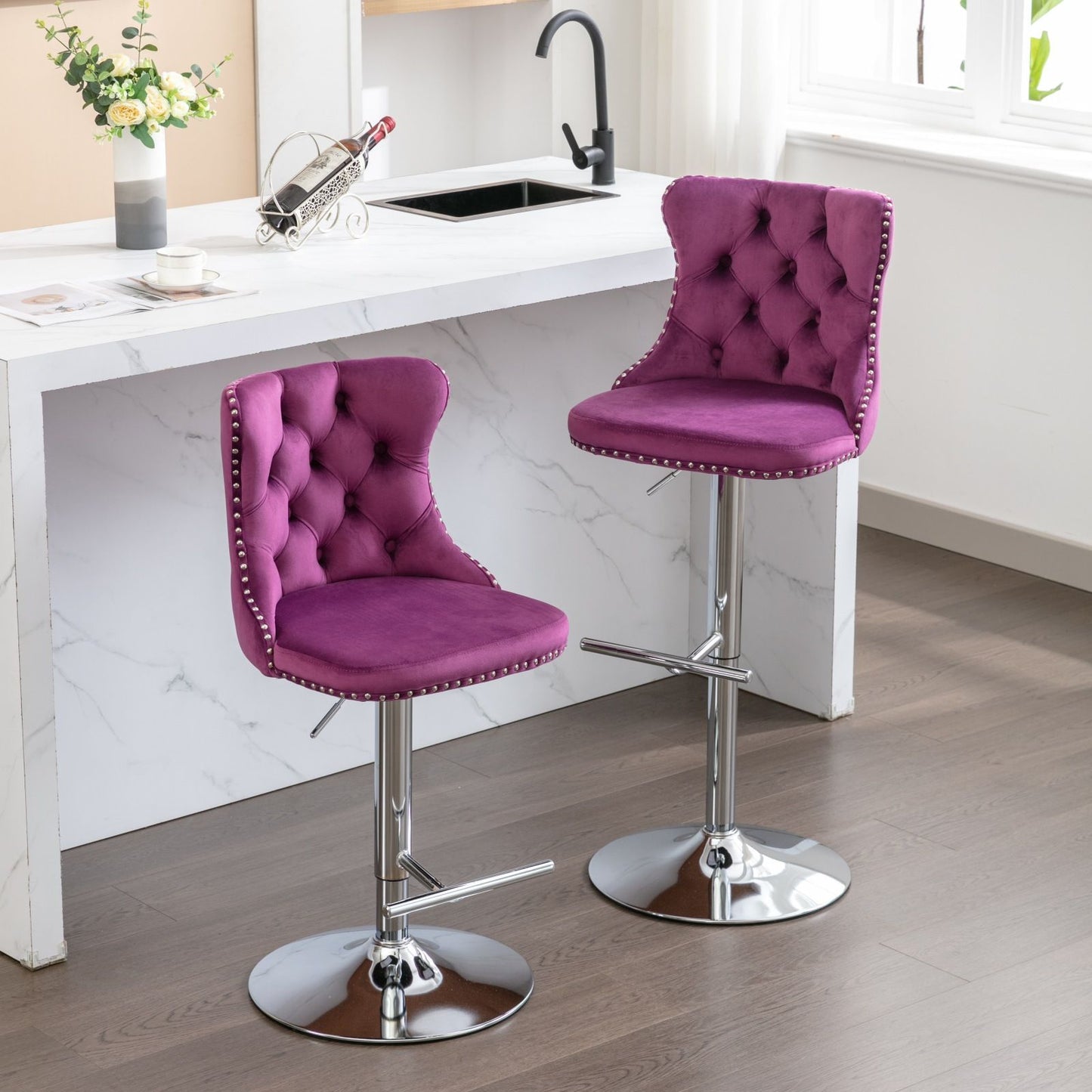 Swivel Adjustable Height Barstools Set of 2