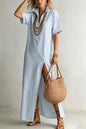 Striped High Slit Maxi Dress