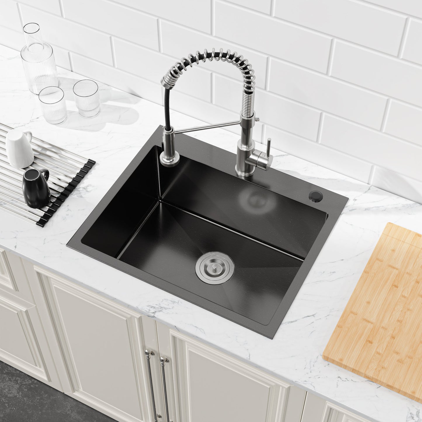 Stainless Steel Kitchen Sink, 23"x19" Single Bowl, Undermount Handmade Sink