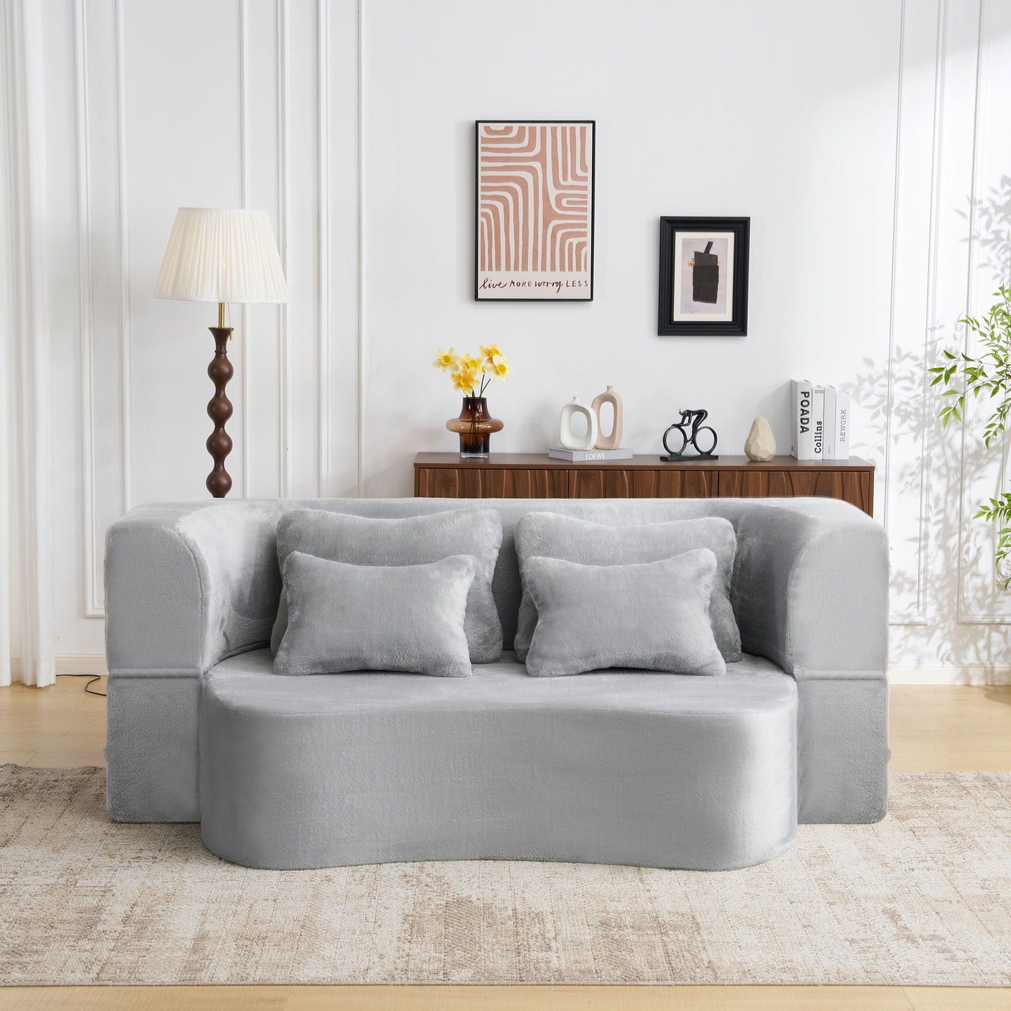 Modern Floor Sofa With 4 Pillows