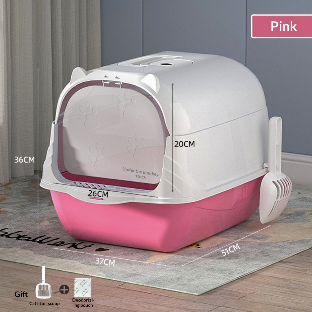 Extra-Large Enclosed Cat Litter Box, Splash-Proof With Detachable Lift-Top Lid