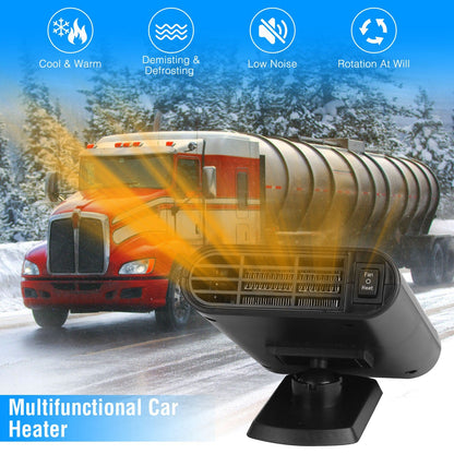 12V 150W Portable Car Heater Heating Fan 2 in 1 Defroster Defogger Demister Windshield Heater Automotive Cooling Fan with 360°Rotating Base