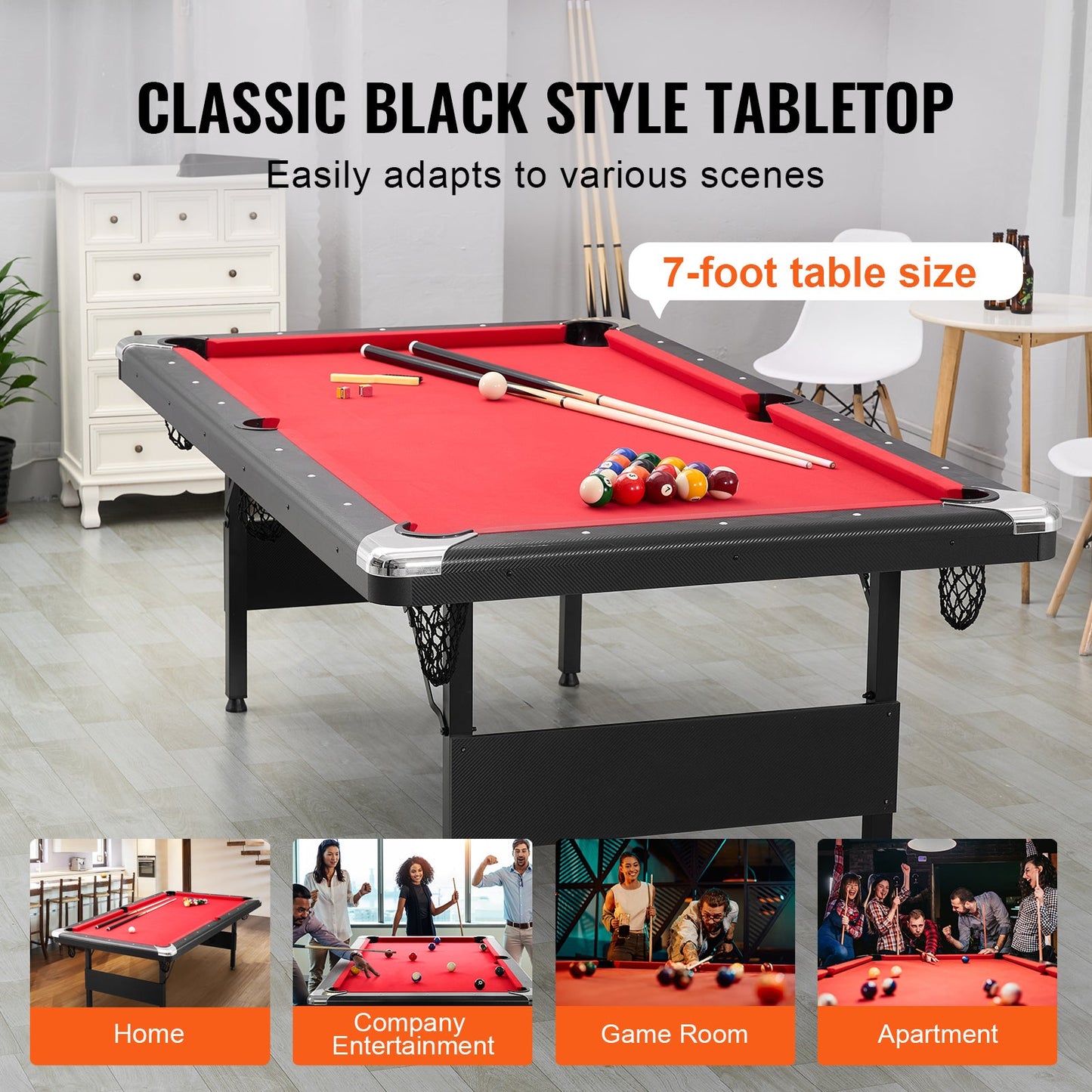7 ft Foldable Portable Billiards Table with Complete Accessories