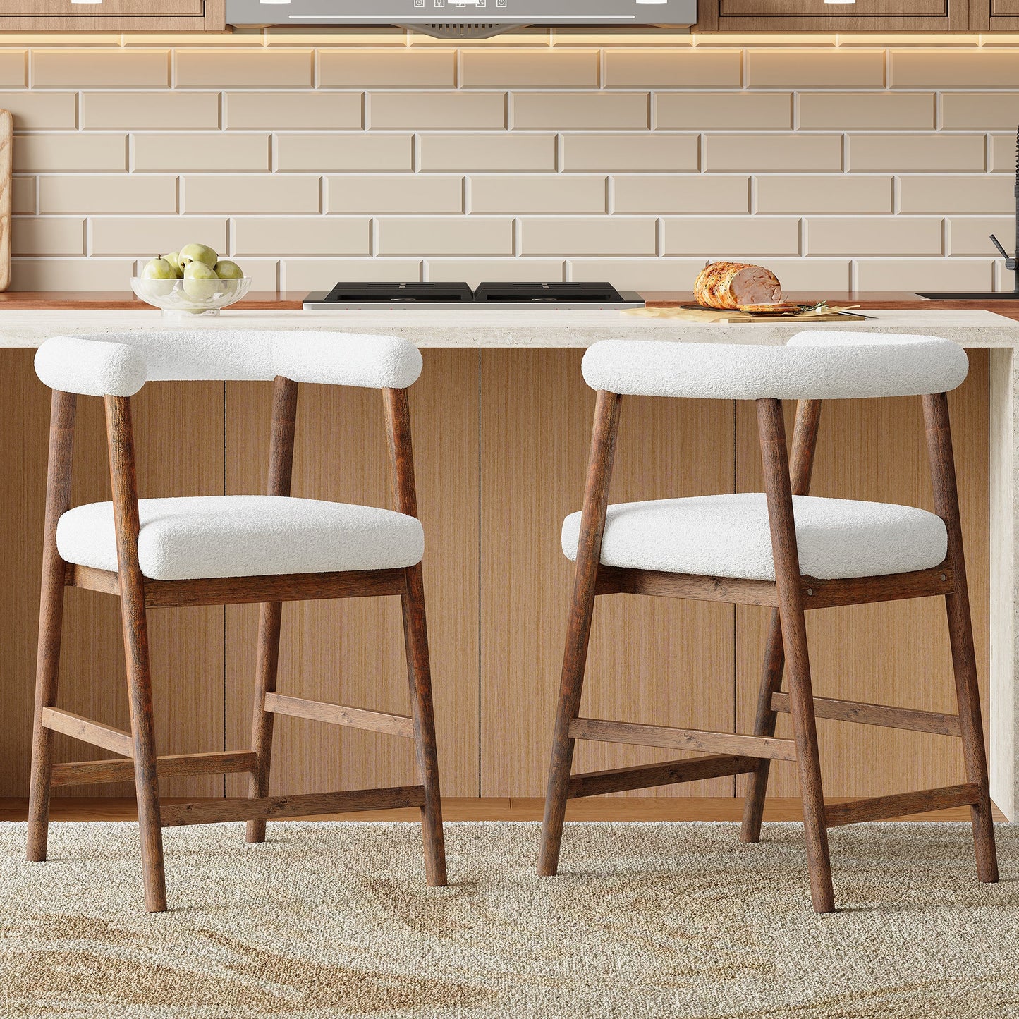 24.5'' Seat Height Bar Stools with Back, Set of 2
