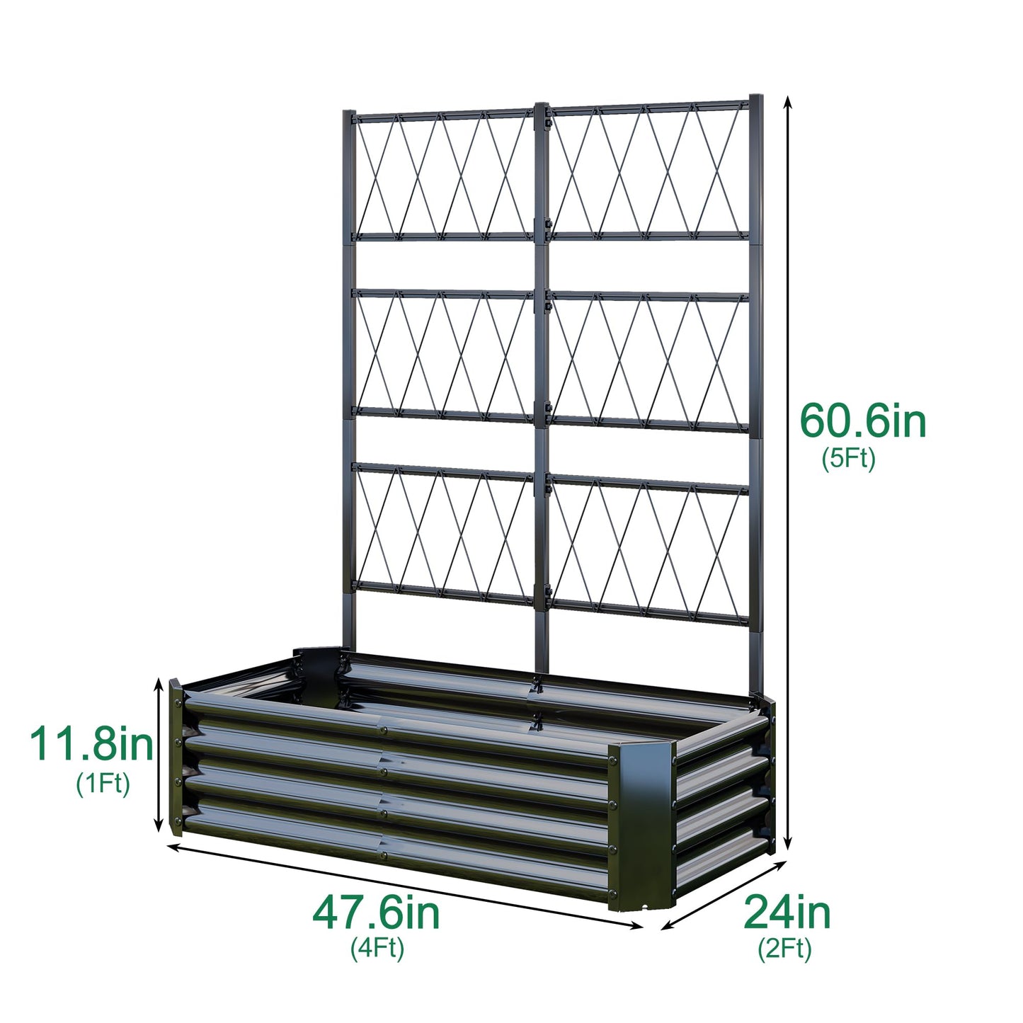 Galvanized Raised Garden Bed with Arch Trellis