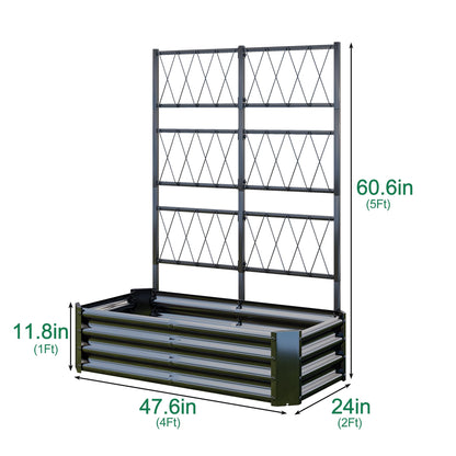 Galvanized Raised Garden Bed with Arch Trellis