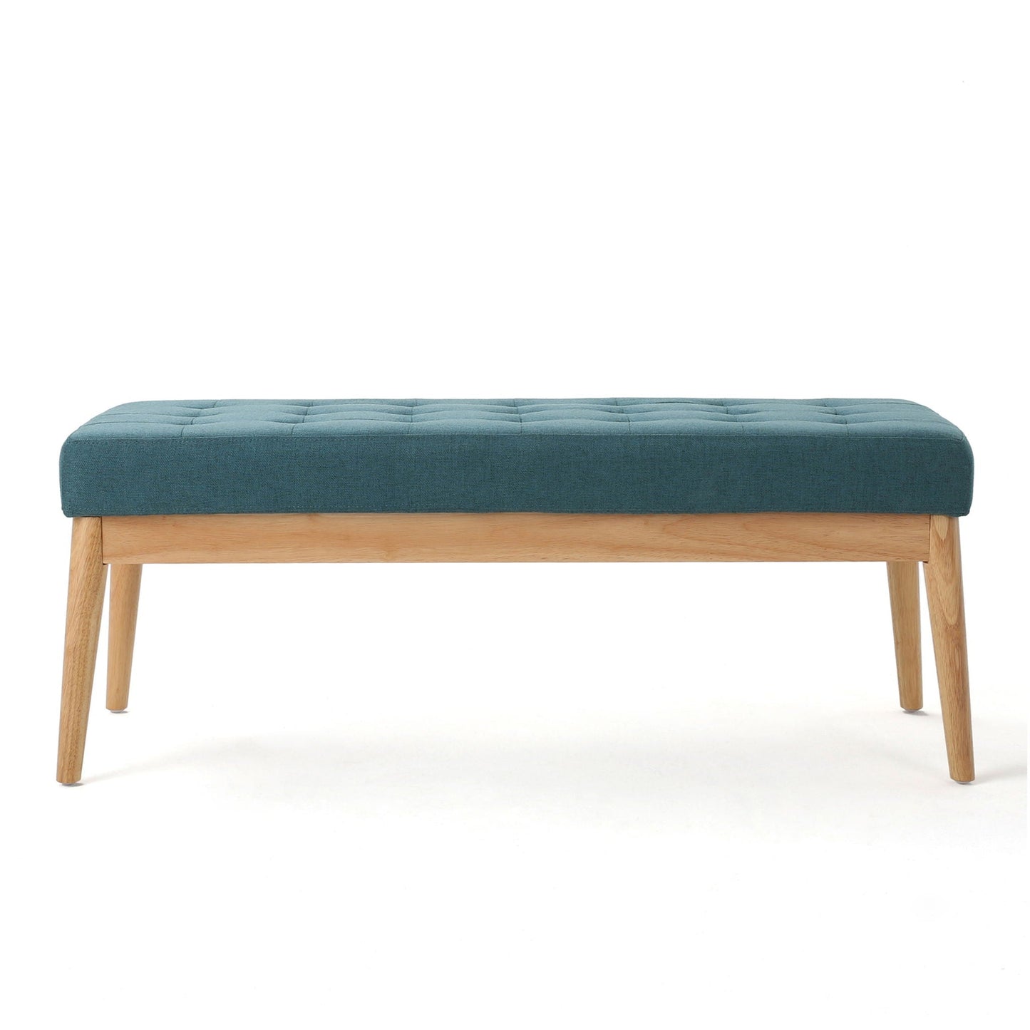 Vibratory Button Tufted Upholstered Ottoman with Splayed Wooden Legs