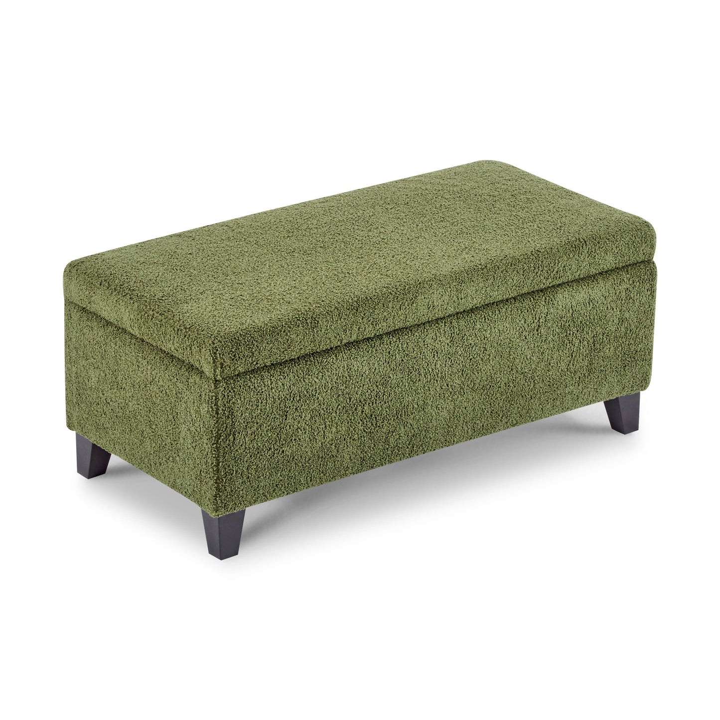Storage Ottoman with Flip-Top Lid, Easy Assembly, Boucle Fabric & Rubber Wood Legs