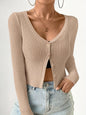 Ribbed Knit Button-Up Cardigan