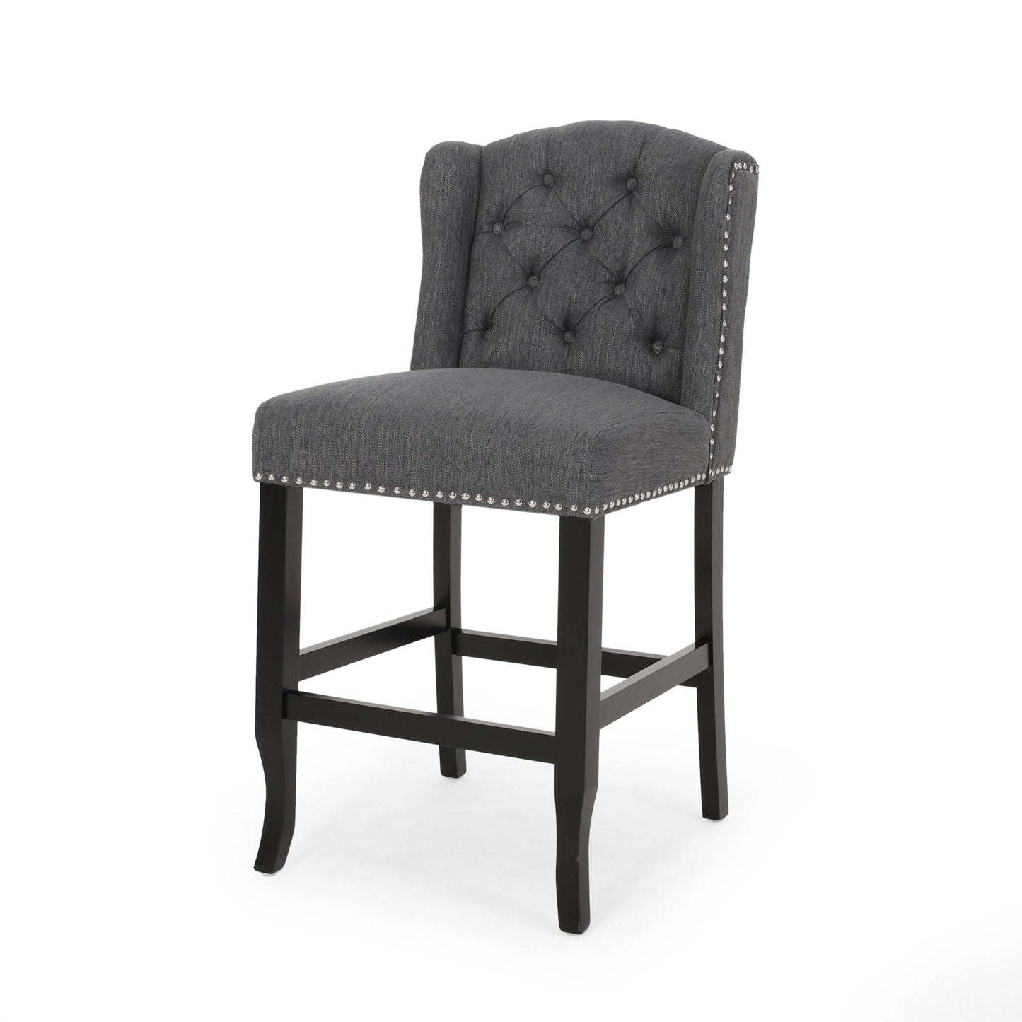 Vienna Fabric Tufted Counter Stool With Nailhead Accents (Set of 2)