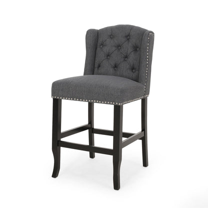 Vienna Fabric Tufted Counter Stool With Nailhead Accents (Set of 2)