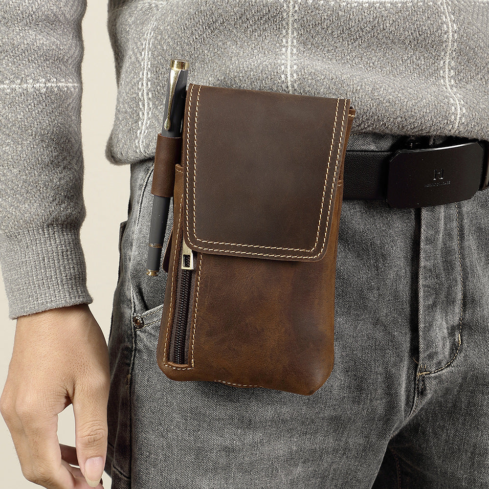 Genuine Leather Mens Cowhide Durable Work Belt-Powered Bag