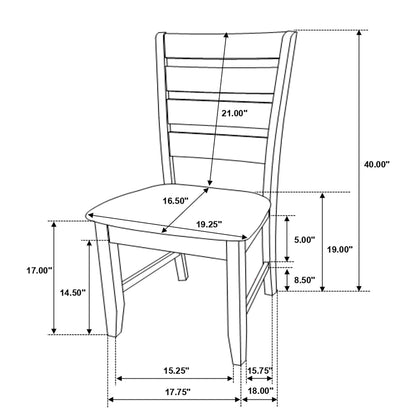 Padded Seat Side Chairs With Tapered Slats (Set of 2)
