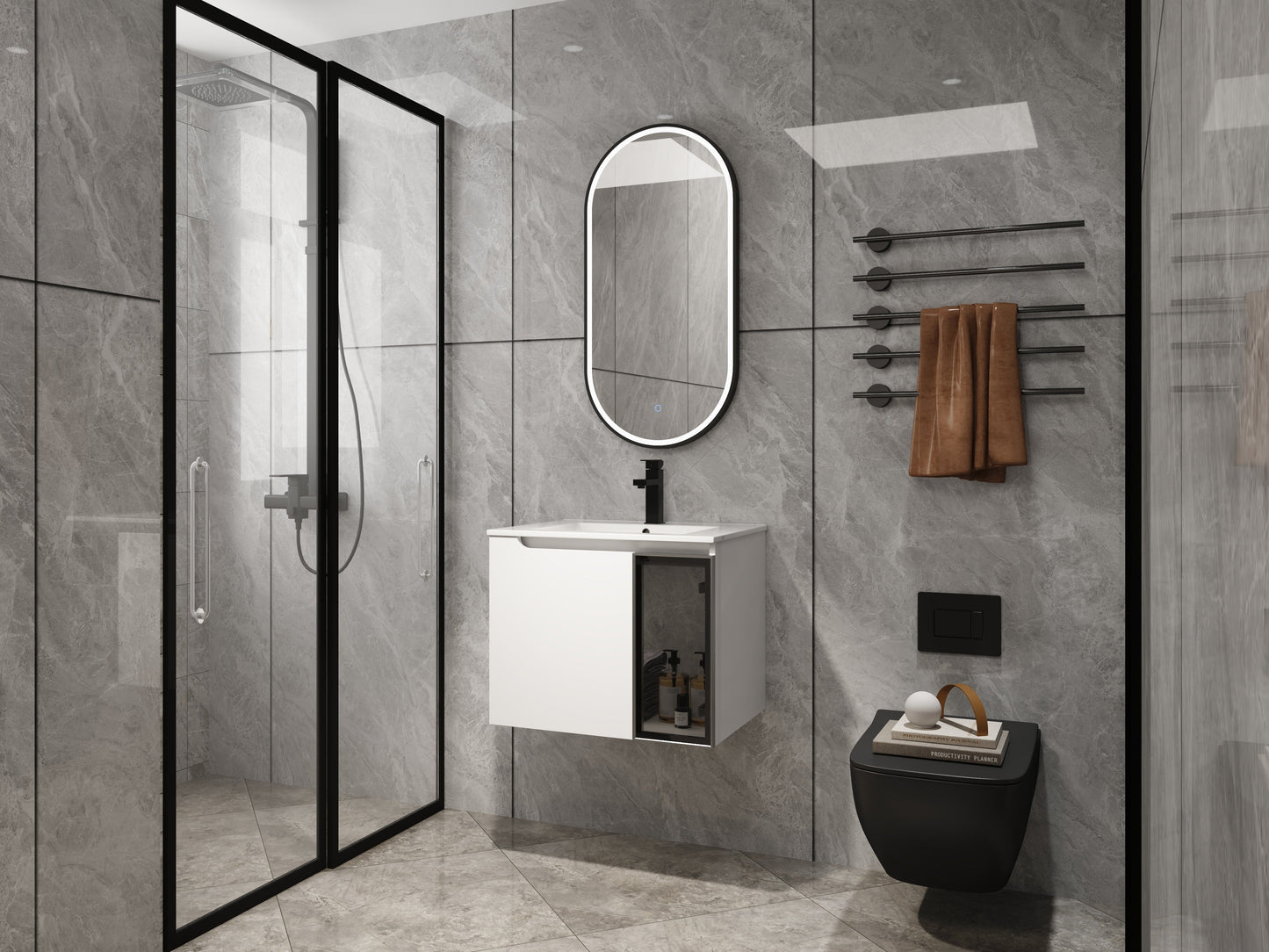 24" Wall-Mounted Bathroom Vanity With Ceramic Sink