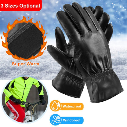 Unisex Leather Winter Warm Gloves Outdoor Windproof Soft Gloves Cycling Skiing Running Cold Winter Gloves