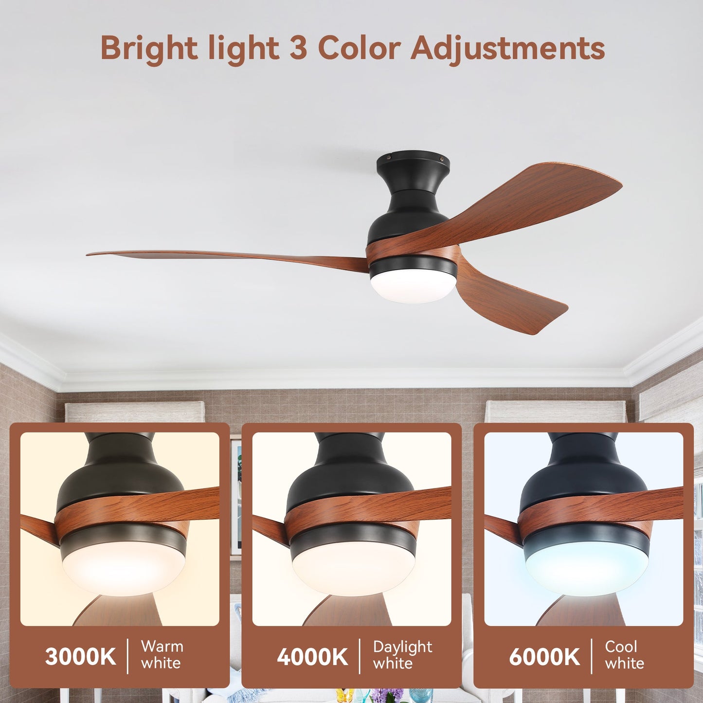 52-Inch Ceiling Fan with Lights and Reversible DC Motor