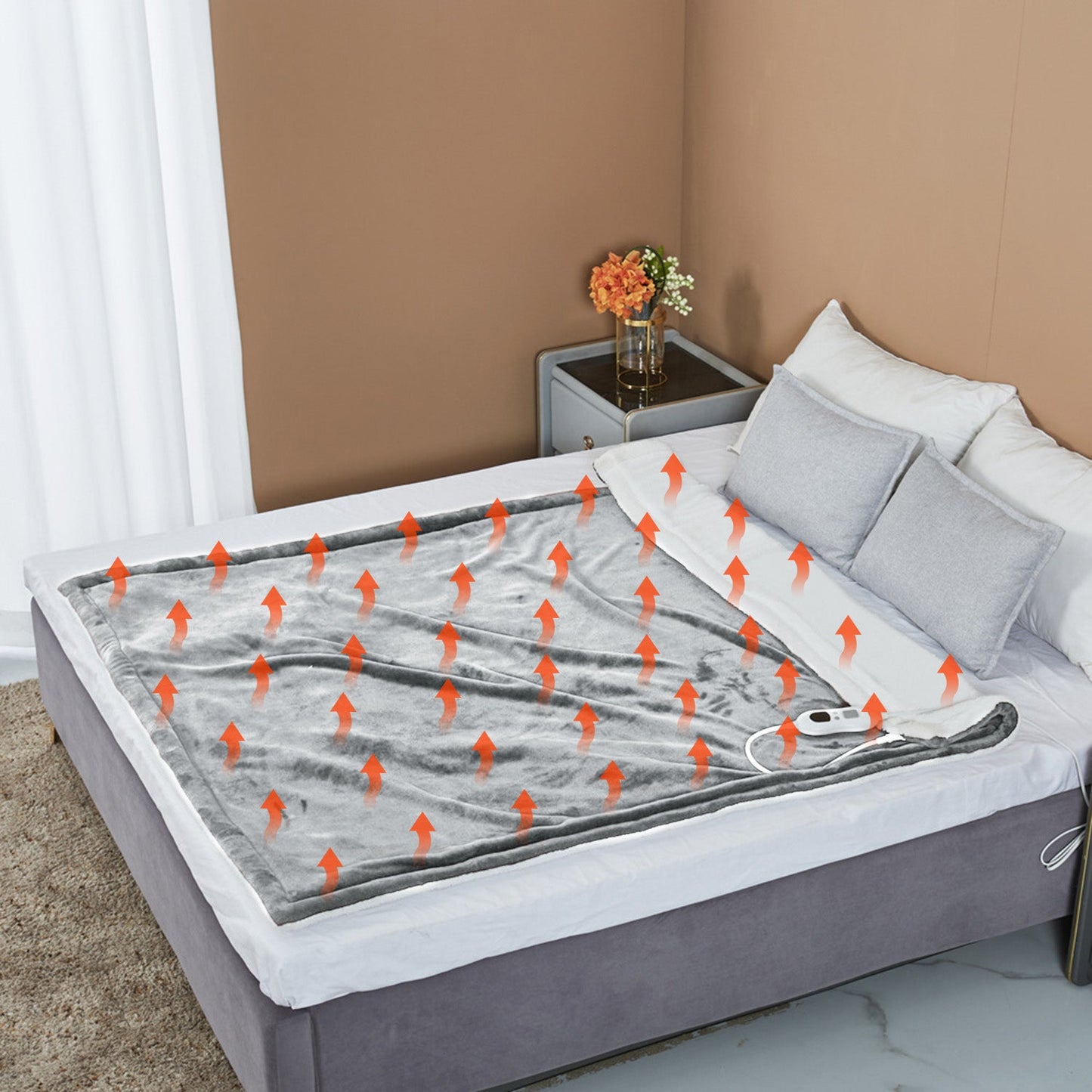 Electric Heated Flannel Throw Blanket 59x50in with 6 Heat Settings