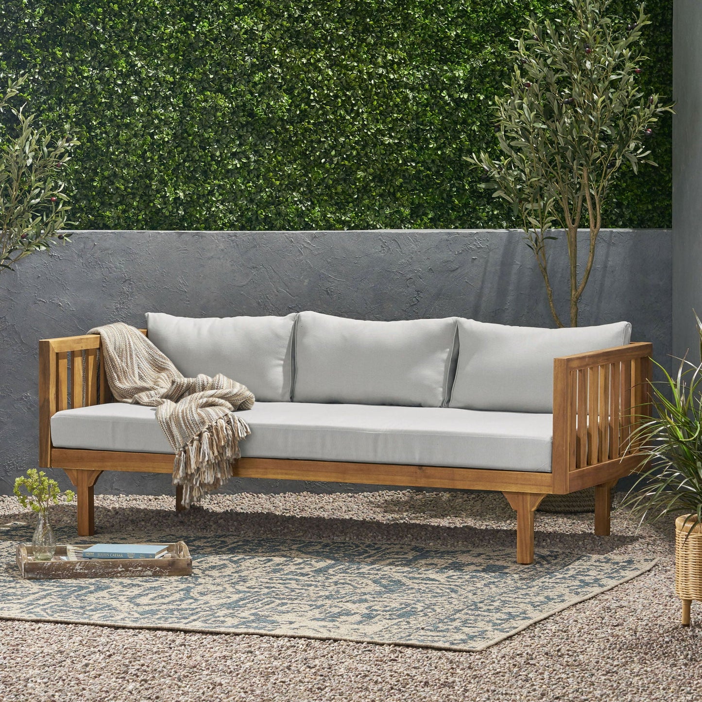Claremont 3 Seater Daybed Teak Acacia Wood Water Resistant Cushions