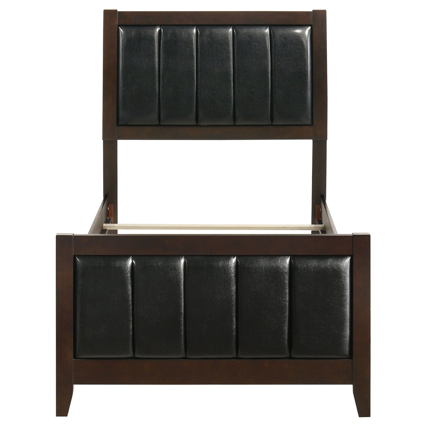 Twin Panel Bed With Headboard And Tapered Legs - Brown