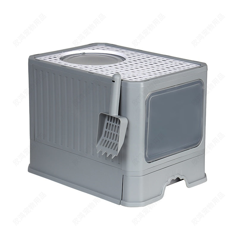 Extra-large Fully Enclosed Drawer-Type Foldable Cat Litter Box