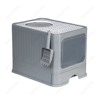 Extra-large Fully Enclosed Drawer-Type Foldable Cat Litter Box
