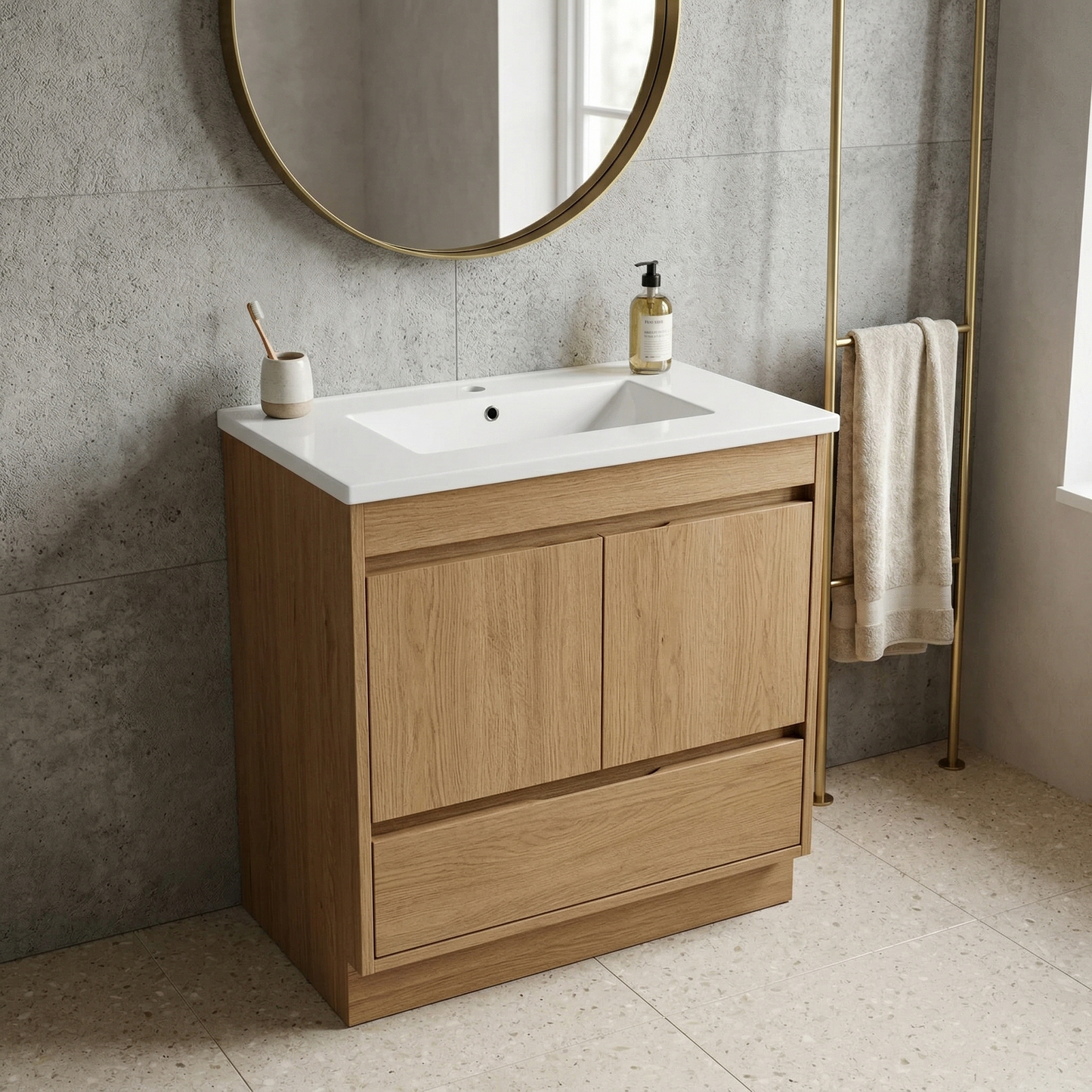 30Inch x 18.5Inch Ceramic Bathroom Vanity Sink Top with Single Hole